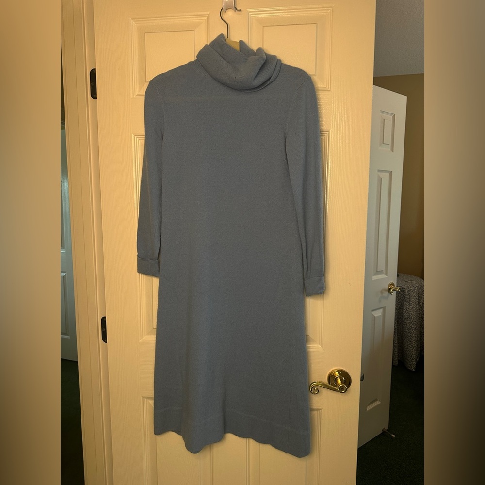 Vintage Blue Turtleneck Sweater Dress